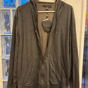 John Varvatos Charcoal Zip-Up Sweater